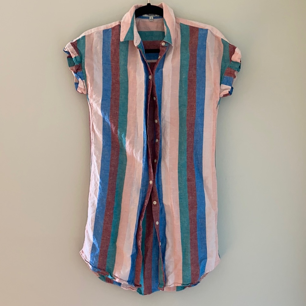 MADEWELL PINK STRIPED DRESS.